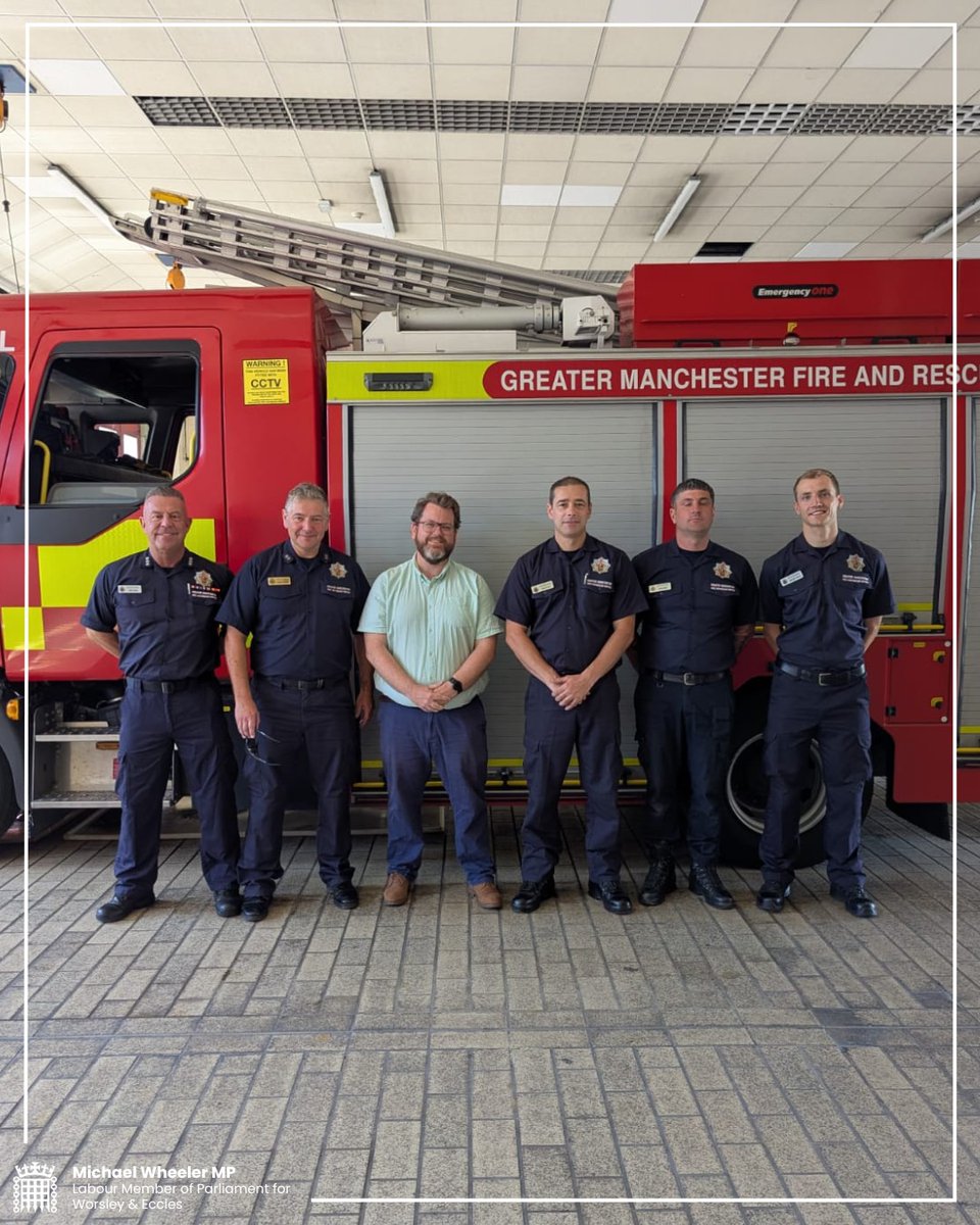 It was a privilege to meet Red Watch at Eccles fire station today.

Thank you for taking the time to talk me through your work. Your professionalism and the clear pride you have in your jobs are wonderful to see. 

#WorsleyAndEccles is lucky to have you and all your colleagues.