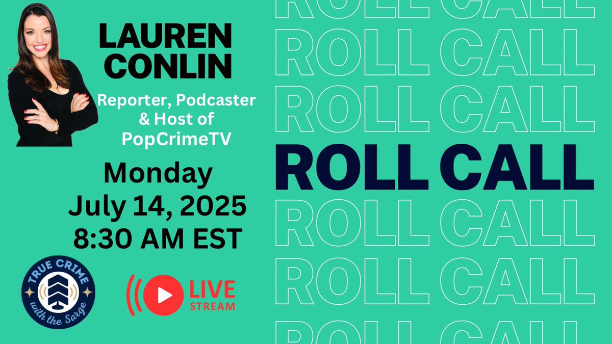 JoeGiacalone's tweet photo. 🚨Monday, July 14 8:30AM EST🚨

Come join me and @conlin_lauren Live for Roll Call this Monday! Lauren will give us a detailed account of what happened in the  #DiddyTrial courtroom when they read the verdict! #truecrimewiththesarge #rollcall 

👉🏻 https://t.co/589ZFm26AU https://t.co/BawAtY82wi