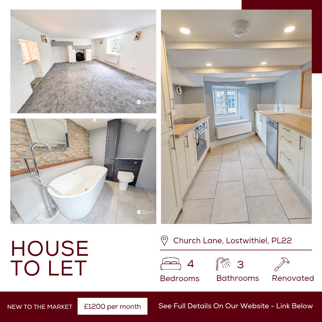 TheAccomBureau's tweet photo. Now available to let in central Lostwithiel – £1,200/month
Renovated 4 bed end terrace
🔥 Gas central heating
🛁 3 bathrooms incl. 2 en suites
🧺 Utility room
🚪 Dining room
🔗 https://t.co/09yoLMccoJ

#lostwithiel #cornwall #property #lettings https://t.co/YZfAQBTDZx