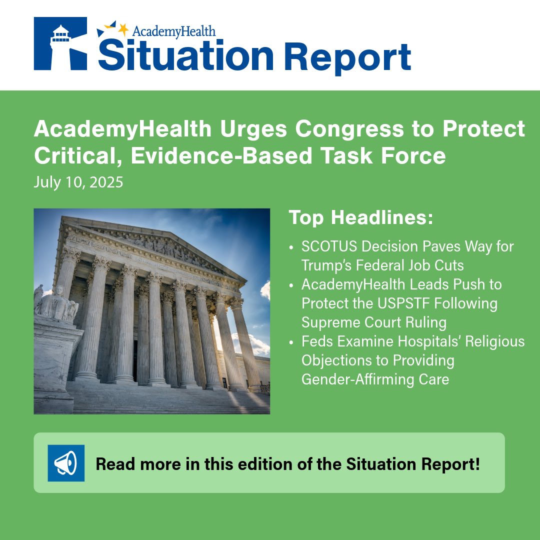 aaronecarroll's tweet image. I had the opportunity to discuss how the recent cancellation of the USPSTF meeting is a red flag for public health with several media outlets this week. We must ensure scientific independence for critical task forces like these. Check out the coverage: academyhealth.org/blog/2025-07/a…