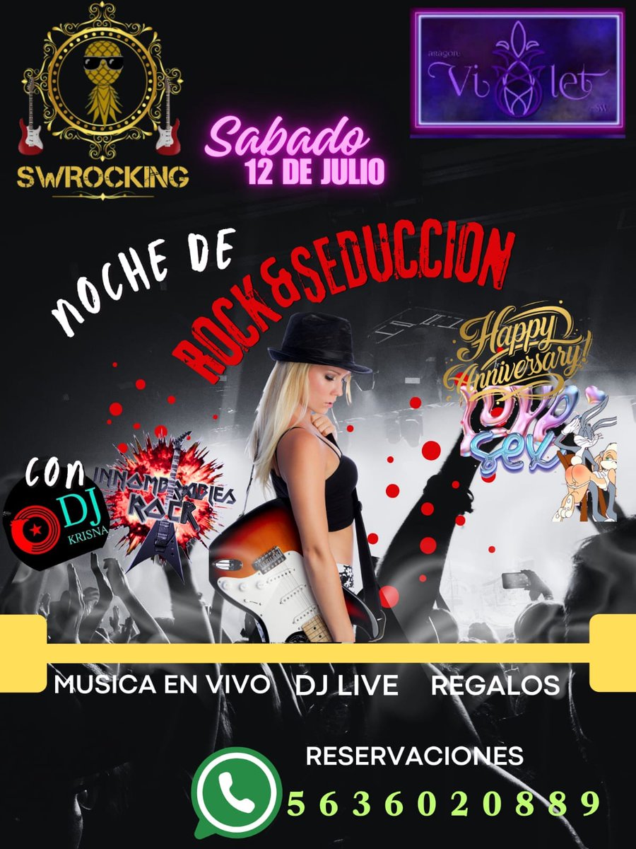 Ya estamos a un día para una noche de Rock &amp; Seducción 
Celebrando el 1er aniversario De mi patrocinador <a href="/Lovesex69_shop/">love sex</a> 

En
📍 <a href="/Exclusivoviolet/">Club Exclusivo SW</a> 
22hrs

Música en vivo 
Dj
Muchos regalos 

Info y acceso a Dm o WhatsApp 5636020889