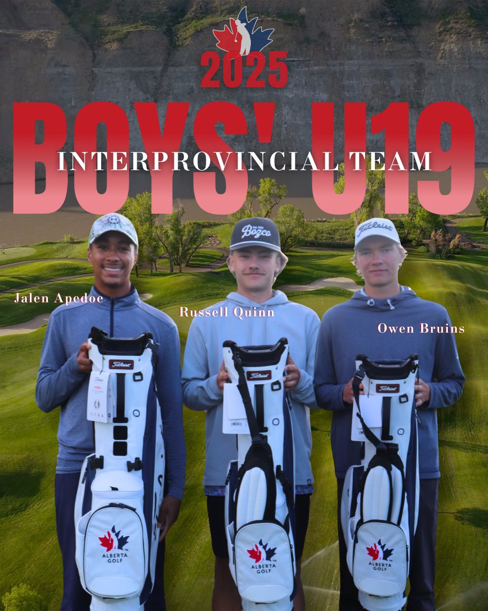 The Canadian Junior Boys Interprovincial Team is ready to roll! 

Jalen Apedoe, Russell Quinn, and Owen Bruins will represent Alberta August 12-15 at the Canadian Junior Boys at Gowan Brae Golf &amp; Country Club in New Brunswick.