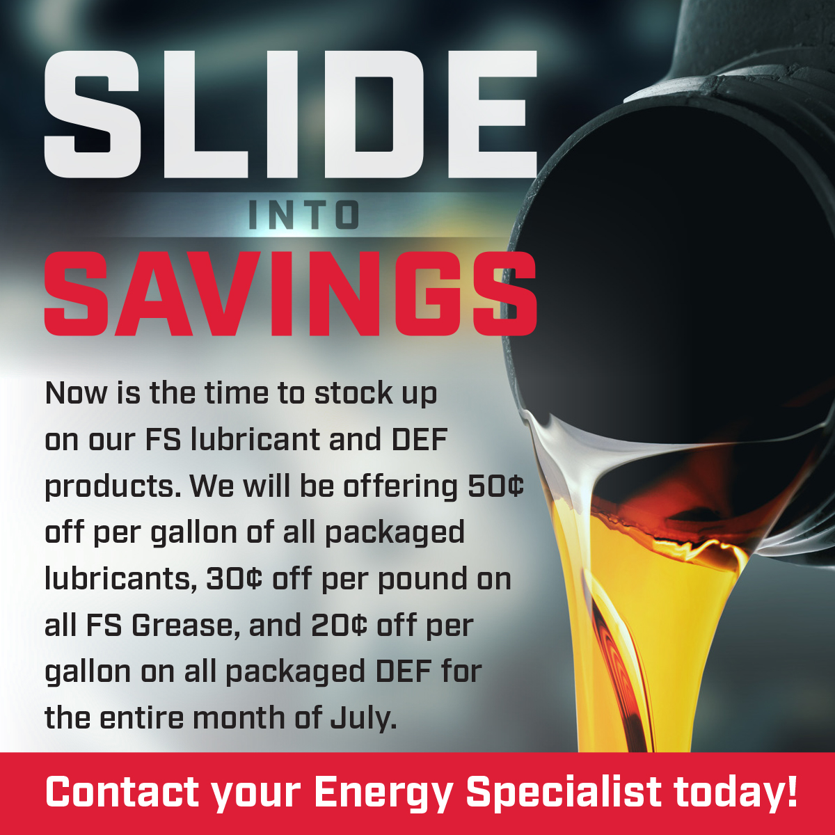 JULY OIL SALE! Stock up now and keep your equipment running at optimum performance. Contact your Evergreen FS Energy Specialist!  

bit.ly/EFSLubricants #FSLubricants #YourOneLocalSupplier