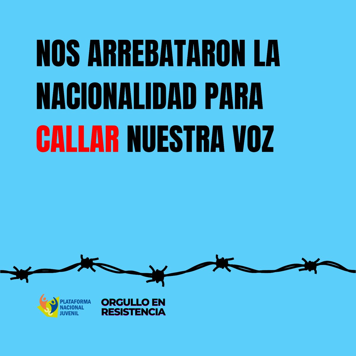 Nos arrebataron la nacionalidad para intentar callar nuestra voz, pero seguimos alzándola más fuerte que nunca.
#OrgulloEnResistencia