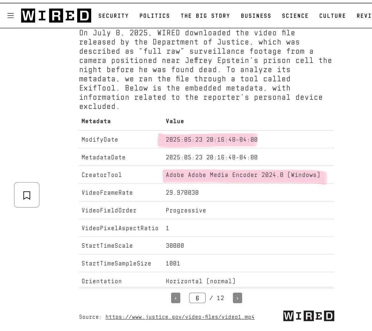 KellyKarmaQueen's tweet photo. Epstein Video | Metadata Encoding 🚨
1. User MJCOLE-1
2. Adobe Premier run on Windows Computer
3. Created on May 23, 2025 at 4:48pm
4. XMP original ID file on import
5. Exported as MP4 May 23, 2005 at 11:23pm https://t.co/rJSypQig8M