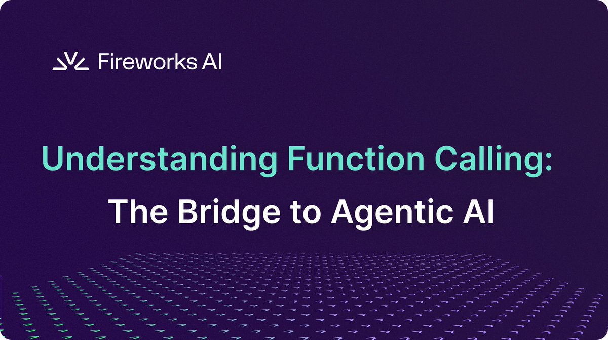 FireworksAI_HQ's tweet image. If you’re building production-grade AI systems, function calling is fundamental.
At Fireworks AI, we’ve been working with teams pushing LLMs from text generation toward agentic behavior- systems that plan, act, and reason with structured tools. Function calling is at the heart…