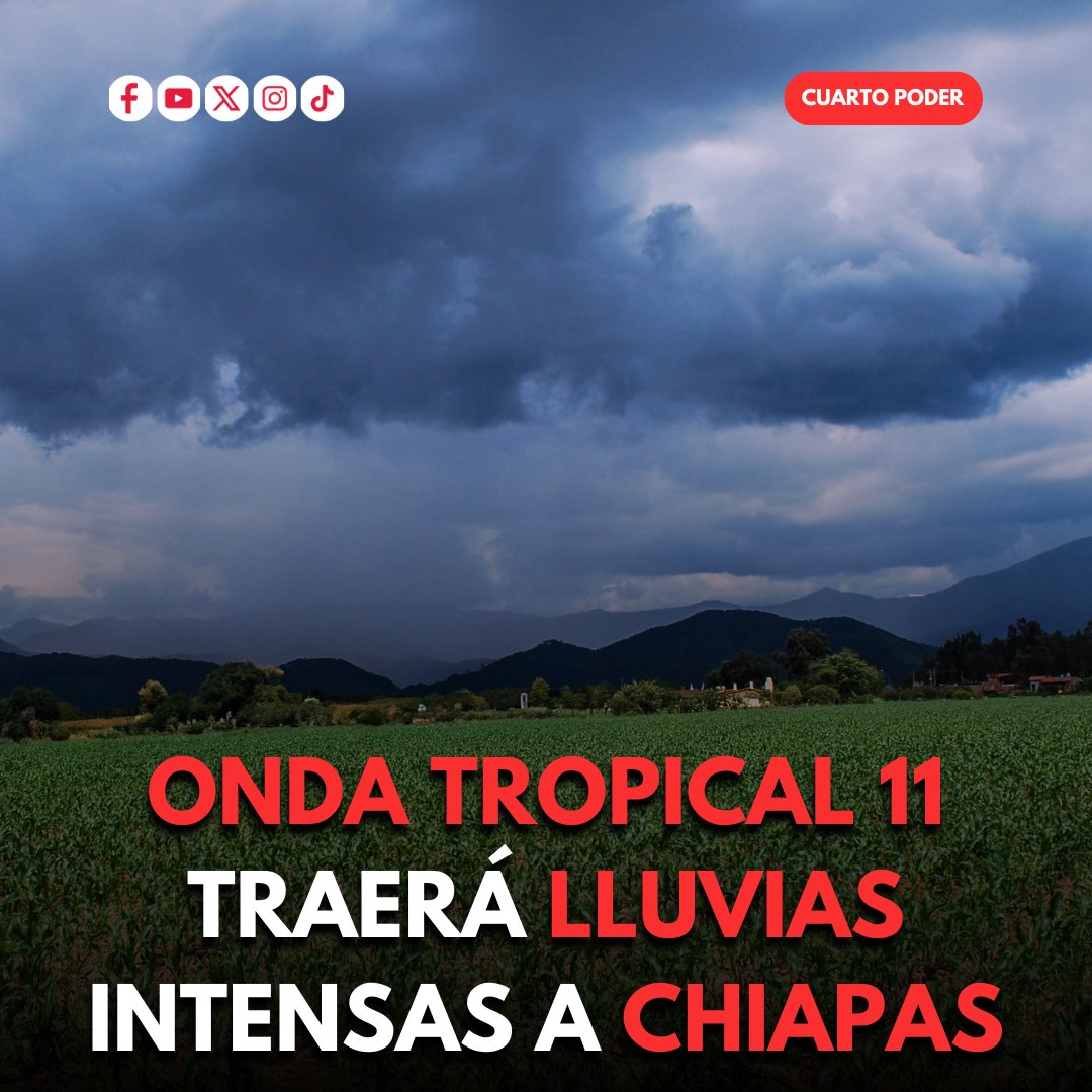 #OndaTropical 11 traerá #lluvias intensas a #Chiapas

El sistema  impactará este 11 y 14 de julio en el estado, donde se prevén lluvias fuertes con descargas eléctricas, afectando a #Guerrero, #Oaxaca, #Puebla y #Veracruz con granizo, ráfagas de viento y tormentas eléctricas.