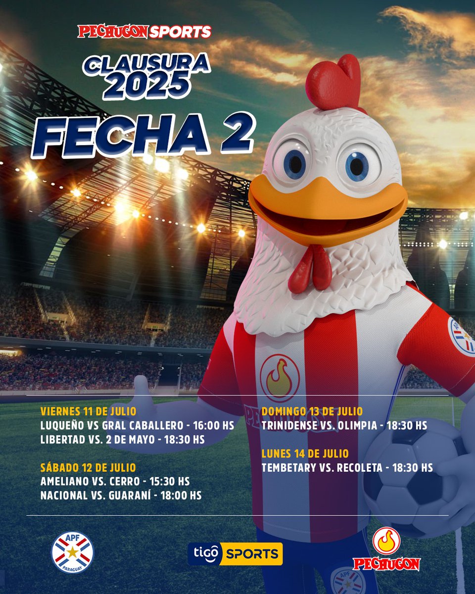 🔥⚽ ¡Se viene un fin de semana cargado de emoción en la Copa de Primera!

Emocionantes partidos nos esperan en el Torneo Clausura 2025, con los mejores equipos del fútbol paraguayo. ¡No te lo podés perder! 🏆🇵🇾

📅 Horarios de los partidos:

Viernes 11/07

🕓 16:00 hs: Luqueño