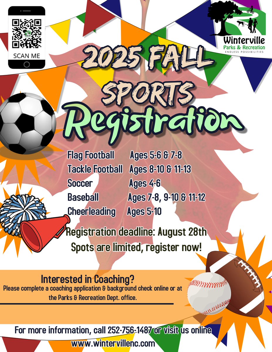 2025 Fall Sports Registration
Registration deadline: August 28th.
Spots are limited, register now!