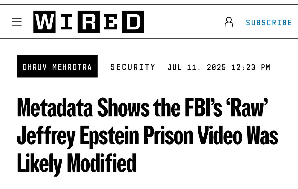 The footage from Jeffrey Epstein’s cell that was released by Trump’s DOJ was edited with Adobe Pro and saved multiple times.

We’re witnessing a massive cover-up.

The U.S. government continues to intentionally deceive the American people in order to protect child rapists.