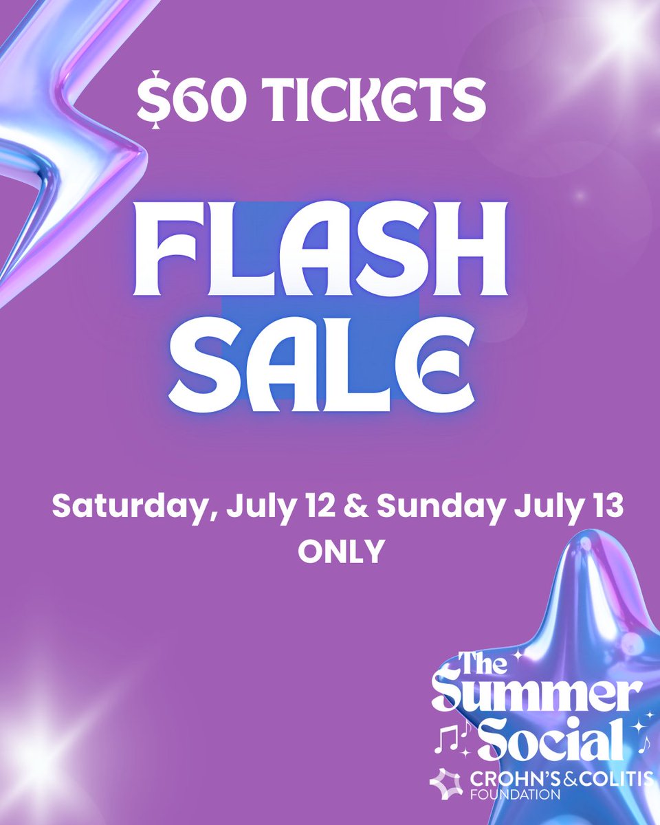 Summer Social tickets are just $60 this weekend only (July 12-13)! Includes a drink, heavy apps &amp; piano entertainment 🎹✨ Join us as we honor our Rising Star Medical &amp; Young Professional and celebrate our IBD community. Get tickets and find more info: onecau.se/_973ub1