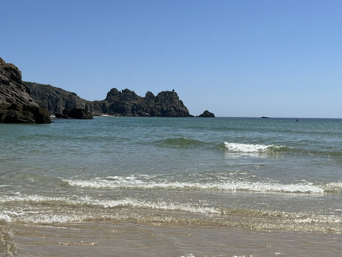 EvocativeCorn's tweet image. Porthcurno at its very best today.