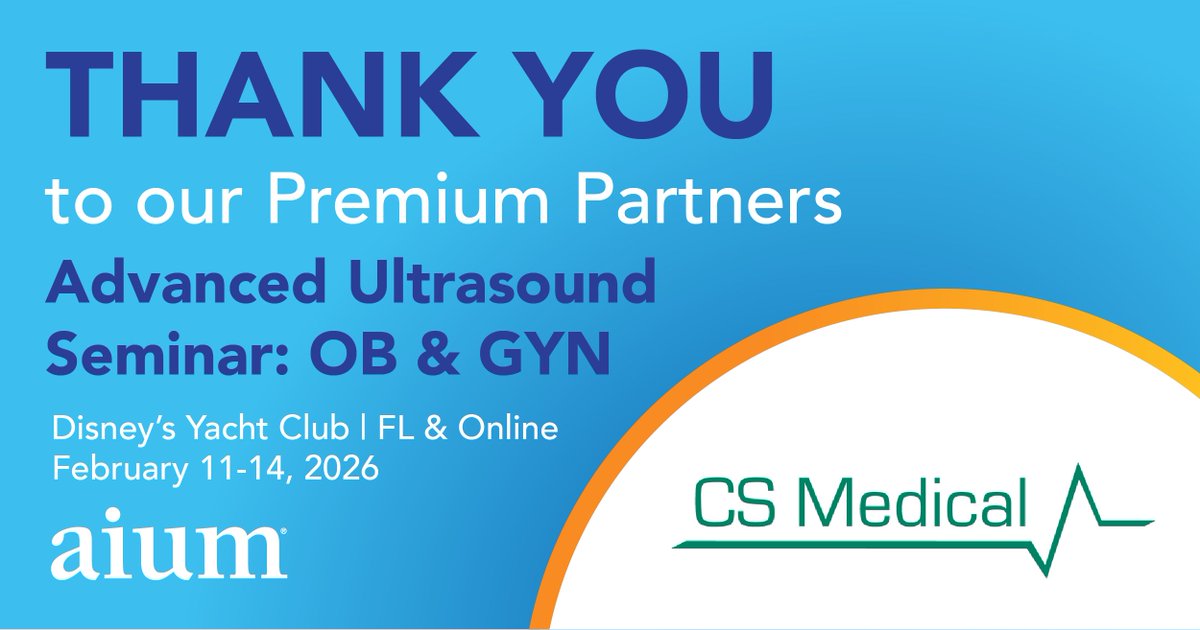 AIUMultrasound's tweet image. Showcase your products at our OB & GYN Ultrasound Seminar in February 2026 at Disney's Yacht Club in Orlando, Florida! Join other leading companies and partners like CS Medical. Learn more and secure your spot in the Exhibit Hall: bit.ly/3Tnp5G8