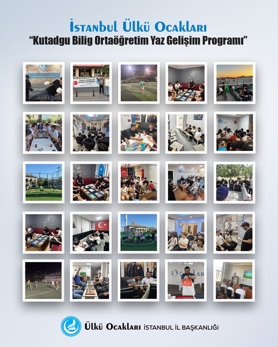 🇹🇷 Ülkü Ocakları İstanbul İl Başkanlığı olarak, Ülkü Ocakları Genel Merkezimiz öncülüğünde; sanattan spora, külterel faaliyetlerden eğitim seminerlere kadar gerçekleştirdiğimiz “Kutadgu Bilig Ortaöğretim Yaz Gelişim Programı” tüm hızıyla devam ediyor!

📚 Yaz tatilini verimli