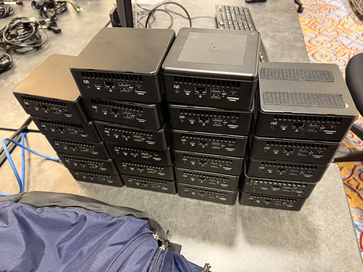 Currently resisting the intense desire to build some sort of cluster with this pile of NUCs.