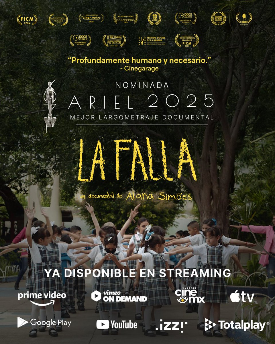 #LaFalla —nominada al Ariel 2025 como Mejor Largometraje Documental—
llegó a streaming.

Una película que mira de frente a las violencias que atraviesan las aulas y la resistencia cotidiana de quienes enseñan.

📲 Ahora en tu plataforma favorita.
👉 artegios.com/la-falla/