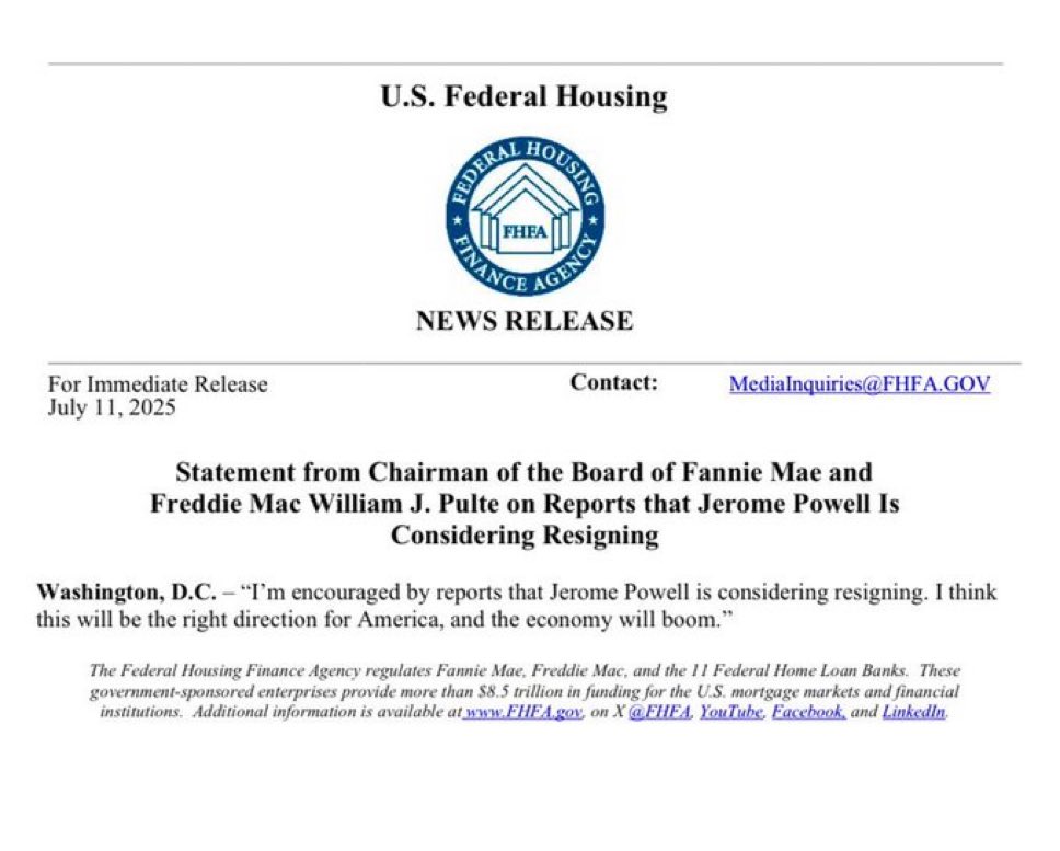 Fed Chair Jerome Powell set to resign?