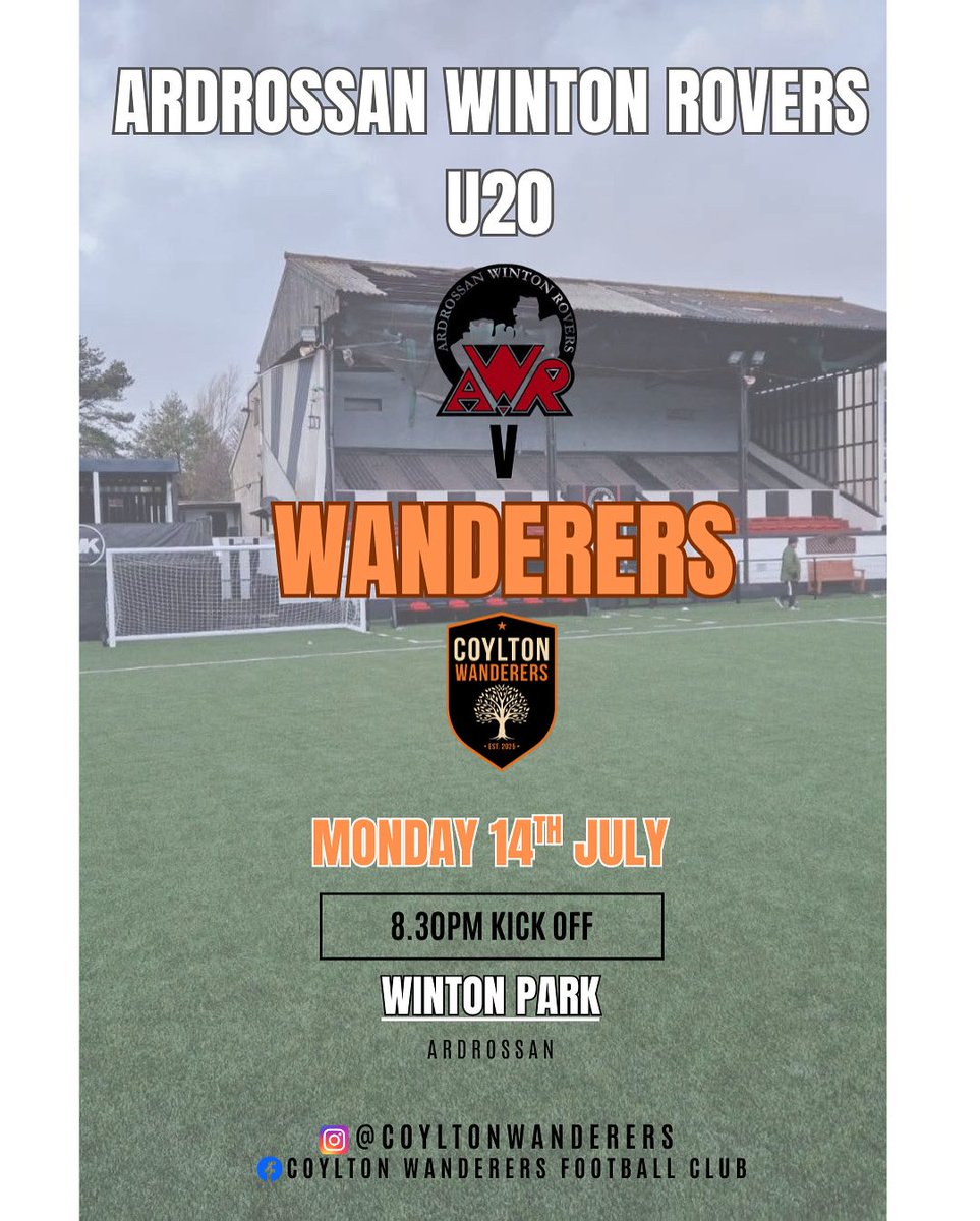 ✔️NEW FIXTURE ADDED✔️

It’s a trip up the North Ayrshire coast on Monday night as we head to Ardrossan to take on Winton 20s in another pre season game. 

A tough test of fitness with some of the Winton boys looking to step up into the senior squad this year. 

Details below ⬇️
