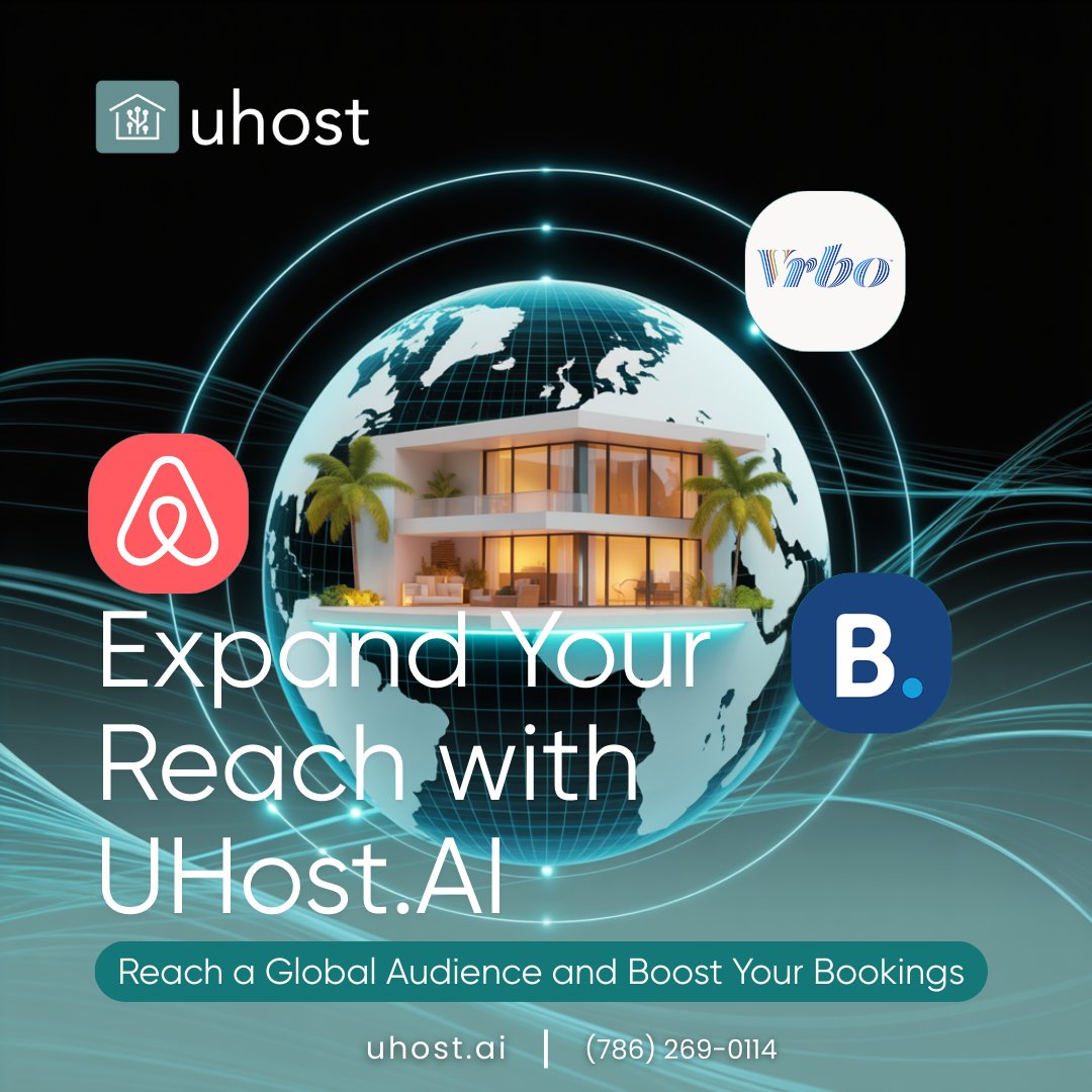 Uhost_ai's tweet image. 🌍 Expand your reach with UHost.AI
Our AI-powered system lists your property across Airbnb, Vrbo, Booking.com &amp;amp; more—maximizing exposure and boosting bookings.
🔑 Go global with smart automation.
#UhostAI #GlobalReach #ShortTermRentals #VacationRentals