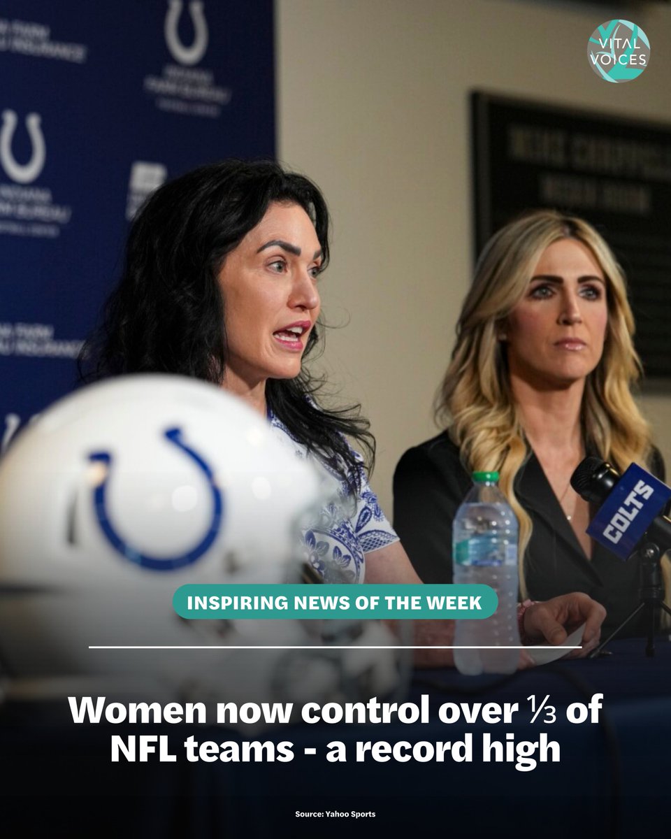 VitalVoices's tweet image. Women now control or co-own over ⅓ of @NFL teams, marking a historic high for female leadership in pro sports.
#InspiringNewsOfTheWeek
🧵 6/9