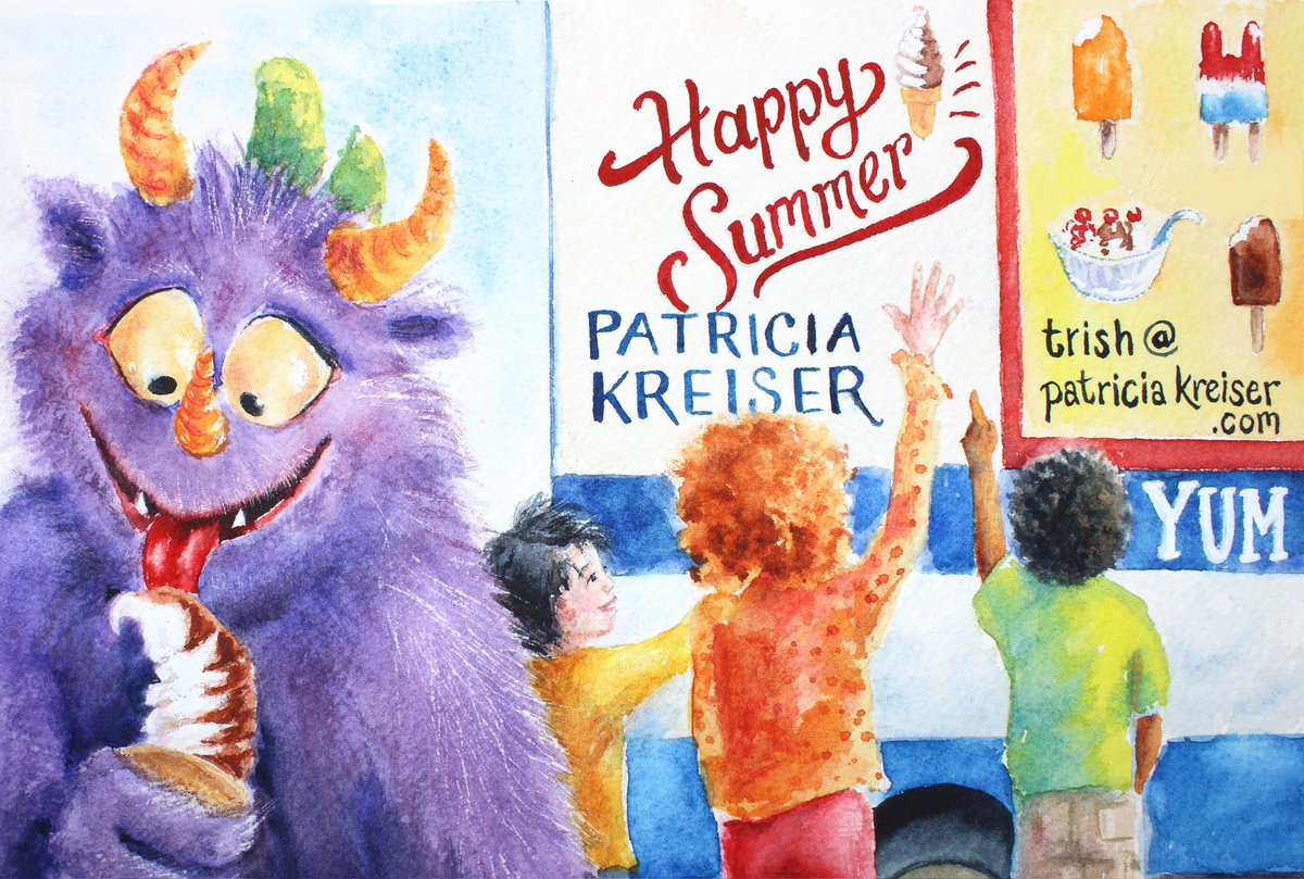 scream! You scream!  We all scream for #kidlitpostcard day!
I enjoyed this summer treat yesterday and made me want to reshare this promo piece!
I’m a children’s illustrator and author represented by Ronnie Ann Herman. I’m looking for my next project illustrating another author’s