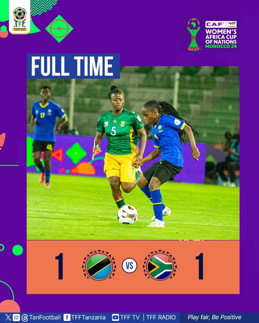 TWIGA STARS (@twigastars) on Twitter photo FT’ Tanzania 🇹🇿1️⃣ - 1️⃣ 🇿🇦 South Africa
⚽Opa Clement
#TotalEnergiesWAFCON24 <a href="/CAF_Online/">CAF_Online</a> <a href="/CAFwomen/">CAF Women’s Football</a> <a href="/twigastars/">TWIGA STARS</a> FT’ Tanzania 🇹🇿1️⃣ - 1️⃣ 🇿🇦 South Africa
⚽Opa Clement
#TotalEnergiesWAFCON24 <a href="/CAF_Online/">CAF_Online</a> <a href="/CAFwomen/">CAF Women’s Football</a> <a href="/twigastars/">TWIGA STARS</a>