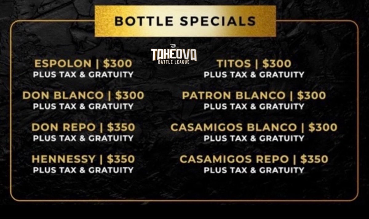 Takeova_BL's tweet image. WE STARTED WITH 30 AND NOW HAVE 7 VIP BOOTHS LEFT!!!!

FCFS NO HOLDING…. TEXT 5089618400 TO RESERVE

GET YOUR TIXS ASAP BULLETPROOF: HITMAN HOLLA VS MURDA MOOK
tbl.ticketspice.com/bulletproof

GET YOUR PPV NOW
rapgrid.com/bulletproof
#TBLBULLETPROOF #PUSHTHEBUTTON