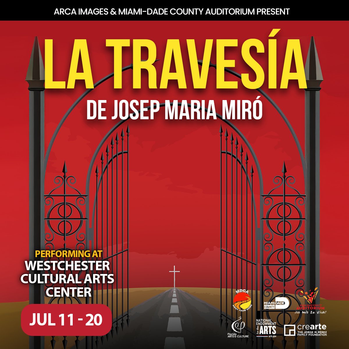 Don't miss “La Travesía” by Josep Maria Miró, starting TONIGHT! ARCA Images &amp; MDCA, in partnership with Roxy Theater Group, presents “La Travesía” on Friday, July 11 – Sunday, July 20 at Westchester Cultural Arts Center. Tickets are available online here: spr.ly/60164IU88