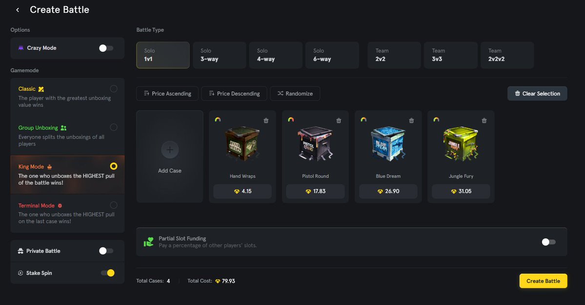 Cooking a 4-case in King Mode battle worth 80.00 gems…  But plot twist: one of you gets to open it for FREE ⚡️

To enter: Like &amp; RT, Tag a friend, Follow <a href="/CSGOStakecom/">CSGOStake</a> 

Winner drops tomorrow. Don’t say we never did anything for you 💎