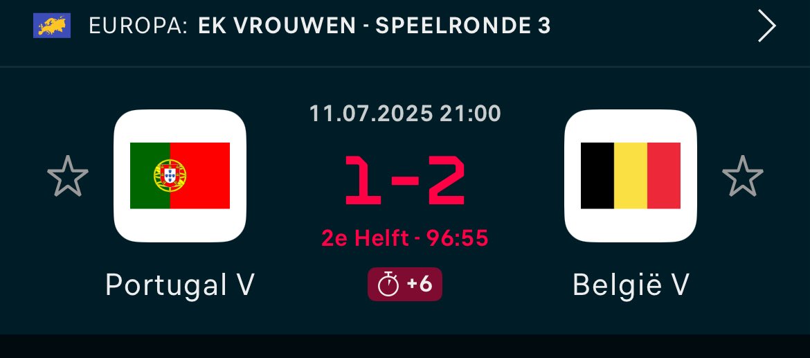 Een bizar slot van de wedstrijd Portugal - België tijdens het #EK in Zwitserland. Mooi dat de Belgische dames de winst toch nog over de streep trekken na twee afgekeurde goals.