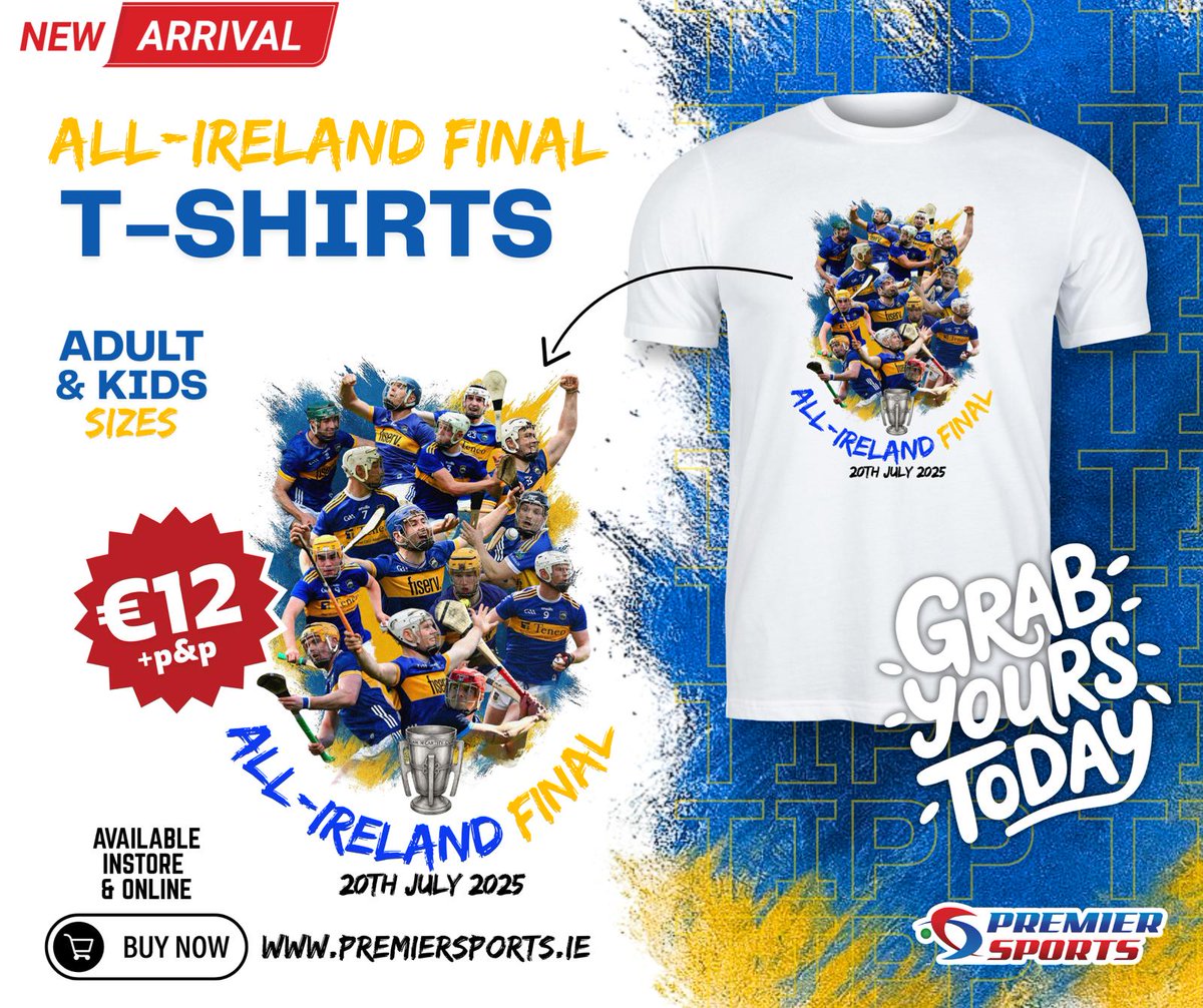 Restocked online now👇🏻🟦🟨

premiersports.ie/products/all-i…

#AllIrelandFinal #Hurling #Tipperary #PremierSportsCashel