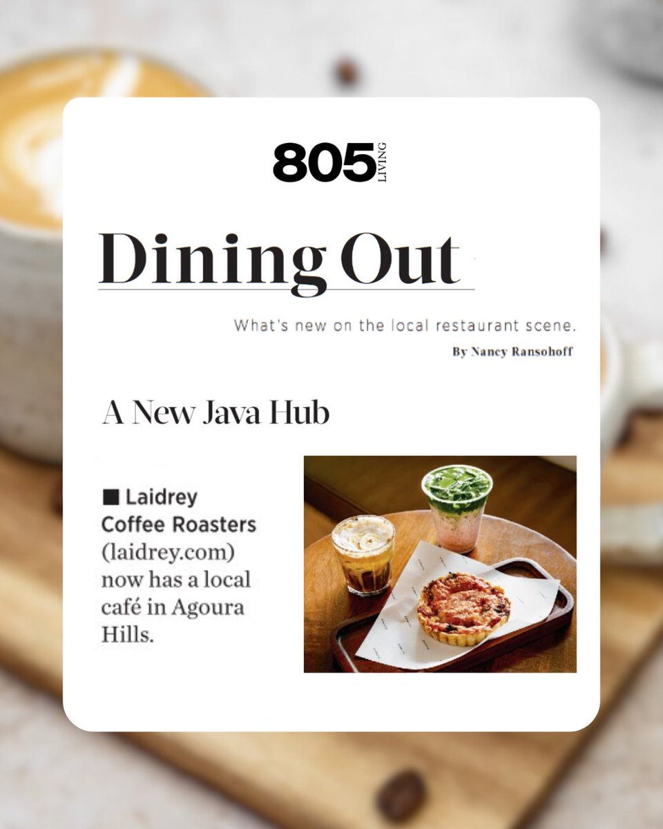 JS2 PR (@js2pr) on Twitter photo Laidrey Coffee Roasters, a female owned and run coffee roastery that's committed to serving the highest quality coffee from around the world, opened a new location in Agoura Hills! Thanks <a href="/805Living/">805 Living</a> for covering it! ⭐☕
✍️: Nancy Ransohoff
#JS2PR #LaidreyCoffee #805Living Laidrey Coffee Roasters, a female owned and run coffee roastery that's committed to serving the highest quality coffee from around the world, opened a new location in Agoura Hills! Thanks <a href="/805Living/">805 Living</a> for covering it! ⭐☕
✍️: Nancy Ransohoff
#JS2PR #LaidreyCoffee #805Living