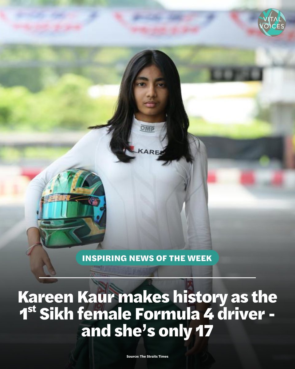 VitalVoices's tweet image. 17-year-old Kareen Kaur from the UK becomes the first Sikh female Formula 4 driver, making history in motorsports.
#InspiringNewsOfTheWeek
🧵 9/9