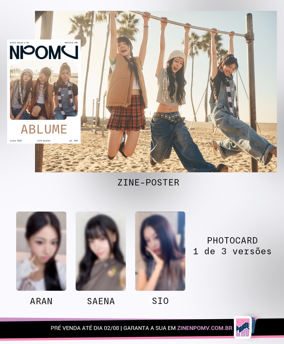npomvtt's tweet photo. @ablume_official Nossa Zine além de ser uma mini-revista colecionável, ao desdobrada se transforma em um pôster incrível. 

E não para por aí! Acompanha 1 photocard OFICIAL E EXCLUSIVO [ablume x NPOMV] de 3 variações possíveis. 

Tudo isso por 15 reais + 10 de frete fixado para todo o Brasil. https://t.co/beEJmSYIas