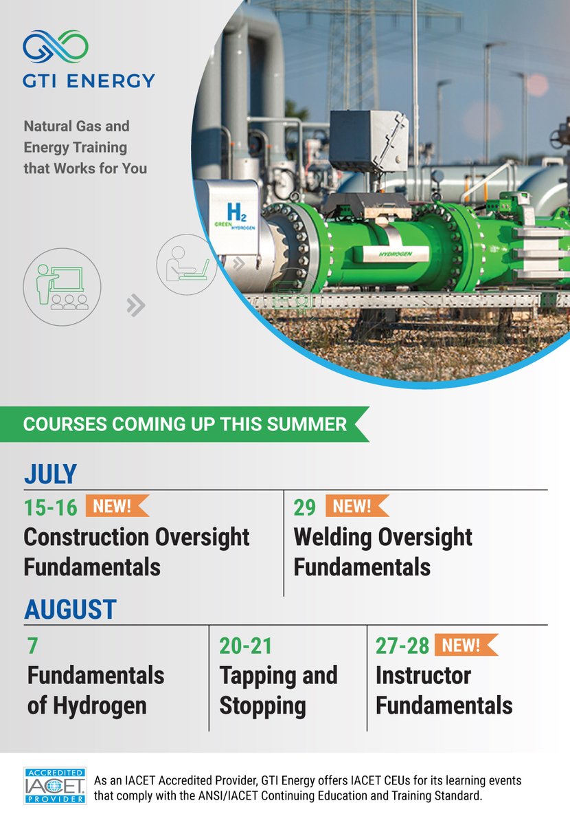 GTIeducation's tweet image. Strengthen the skills that keep energy systems running. @gti_energy’s summer training courses cover safe work practices, hydrogen fundamentals, teaching techniques, and more. Register and get 15% off with code TAKE15_2025 🔗 gti.energy/training-event…