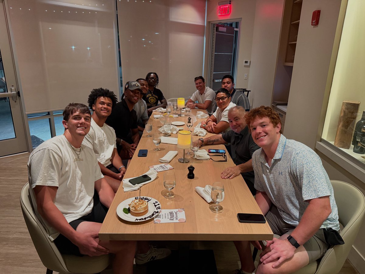 Our <a href="/NDFootball/">Notre Dame Football</a> clients caught up at Cascade South Bend for a team dinner!