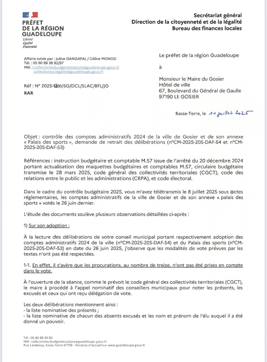 StimpflingEric's tweet photo. @TA_Guadeloupe @guadeloupela1e @Prefet971 @VilleduGosier @Courdescomptes @jmmavounzy #Gosier🎪🤡🎪
Le compte administratif 2024 et celui du Palais des Sports sont considérés comme illégaux par @Prefet971…
@guadeloupela1e @VilleduGosier @TA_Guadeloupe https://t.co/QhZK9vXI1h