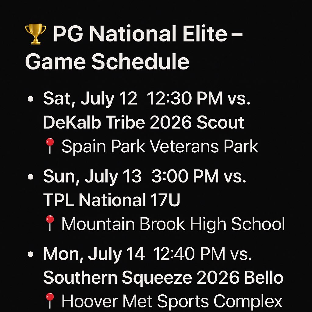 My schedule for PG National Elite in Hoover. Ready to compete! <a href="/FTB_tennessee/">FTB TENNESSEE</a>