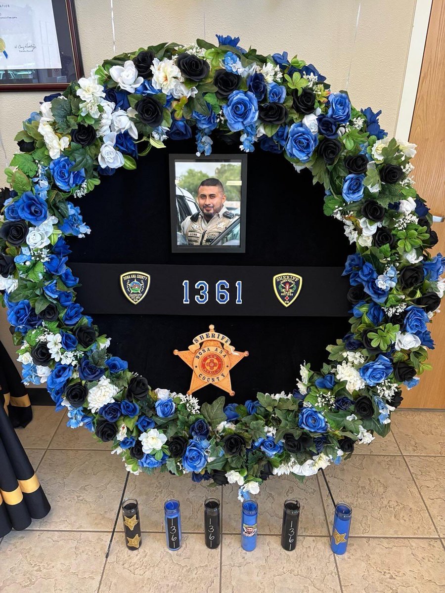 RepGabeVasquez's tweet image. I just left the Doña Ana County Sheriff's Office and send my deepest condolences to the family of Patrol Deputy Antonio Aleman and our entire community. His life was tragically cut short at just 33, and his wife and two children face an unimaginable loss—please keep them in your…