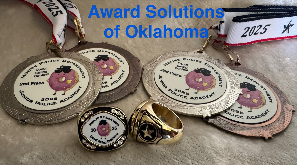 Love donating Championship Medals and Medals for the Moore Police Department Donut 🍩 Eating Contest !! 🍩🚔🏆