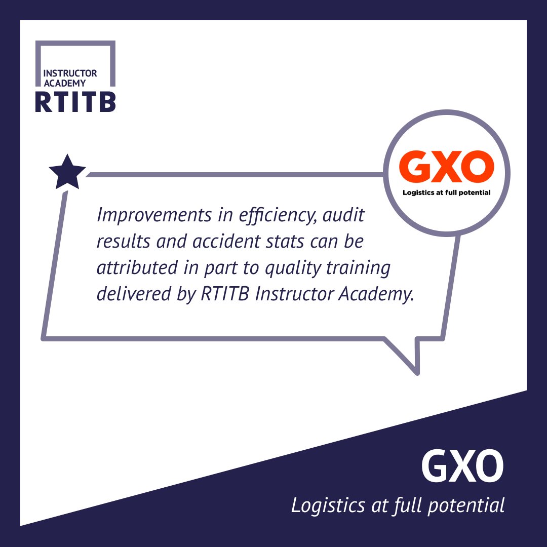 We ❤️customer feedback. "RTITB Instructor Academy are an extension of the GXO family. Our training teams now have the right pathway to become instructors, following their interaction with the Academy."
<a href="/GXOLogistics/">GXO</a>

loom.ly/xW3RksE
academy@rtitb.com
+44(0)1952 520214