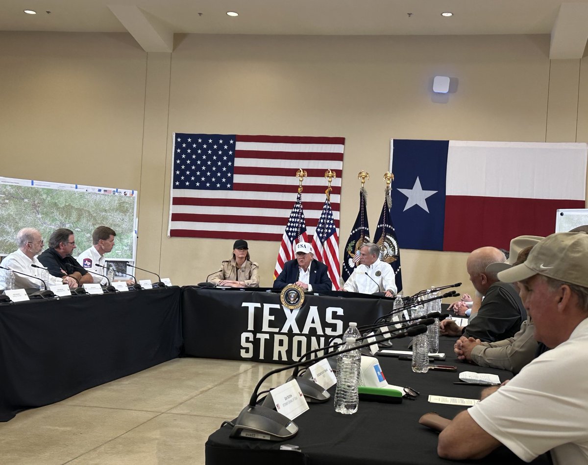 Today, I joined President Donald Trump, First Lady Melania Trump, and federal, state, and local officials for a roundtable in Kerr County following the deadly flooding that has devastated so many of our communities. 

I'd like to thank President Trump for his strong leadership