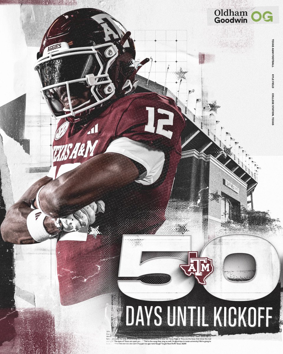 AggieFootball's tweet image. Counting down the days ⏳
#GigEm | @oldhamgoodwin