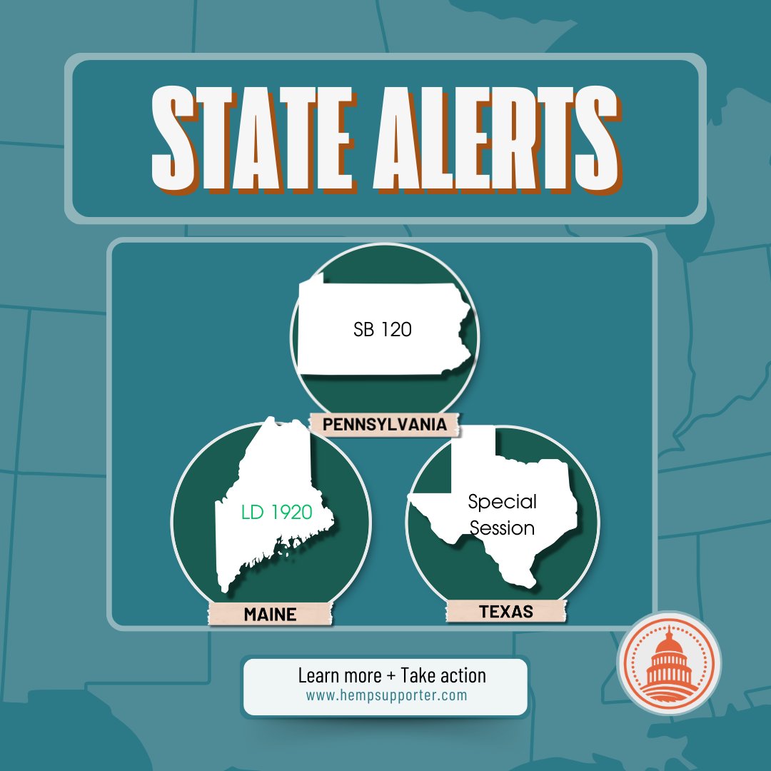 Update in Three States: Maine, Pennsylvania, and Texas.

Read more here:
hempsupporter.com/news/state-upd…