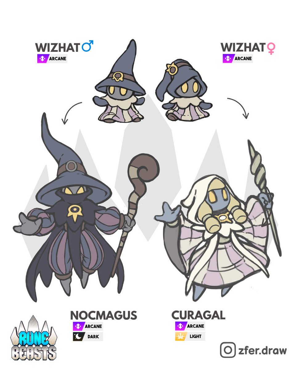 Beings made of pure magic, they have access to spells of degrees unattainable for any physical magician 🧙‍♂️🧙‍♀️

Commission for the RUNE BEASTS game!🐾

#creatureart #cutedrawing #monsterdesign #animeartwork #animaldrawing #gameart