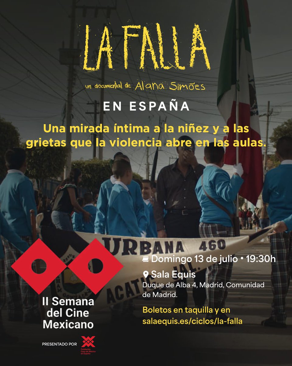 🎥LA FALLA de Alana Simões se proyecta este domingo 13 de julio en la Sala Equis (Madrid) a las 19:30h
La cita está enmarcada dentro del Ciclo de Cine Mexicano, organizado por la <a href="/casademexicoesp/">Fundación Casa de México en España</a>

🎟️ t.ly/890mM
📎<a href="/Cinematropodos/">Cinematrópodos Films</a> 

#SomosDOCMA