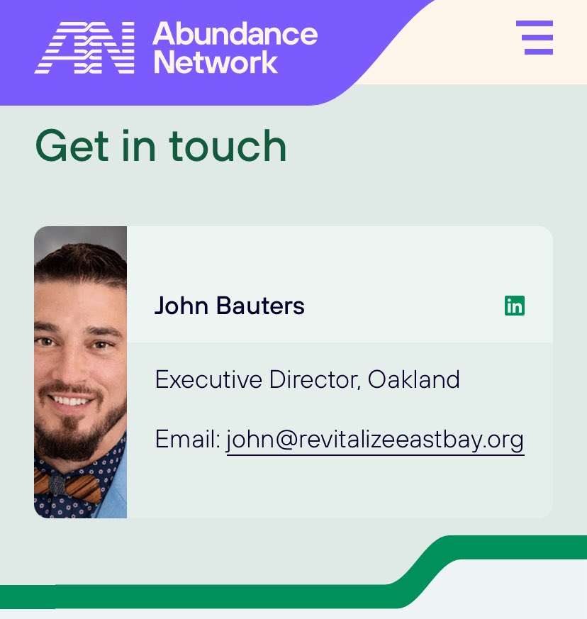 Former Emeryville Mayor and failed Alameda Supervisor Candidate John Bauters has become ED of the consolidated astorturf organizations, Abundant Oakland and Revitalize East Bay🧵