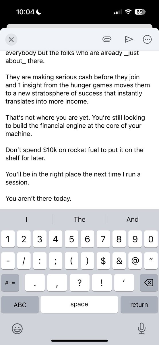 thecopyroad's tweet image. BTW: if anyone ever emails you telling you they’re gonna sell some assets to afford your $10k program, and you don’t send this response, then you might not be a good person.