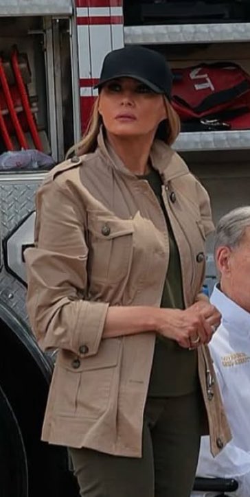 MysterySolvents's tweet image. What did Melania’s jacket say today while visiting the Texas flood area?