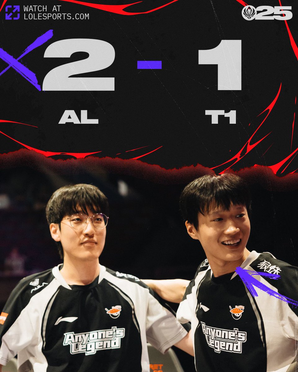 MATCH POINT:

<a href="/AnyonesLegend/">Anyone's Legend</a> are one win away from the #MSI2025 Grand Finals!